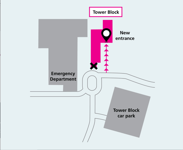 Hospital tower entrance closure for works
