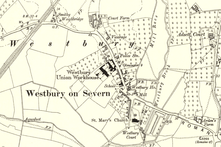 Westbury map XXXII SW 1903