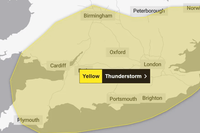 Met Office: Thunderstorms in southern England and Wales