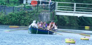 Crew rows Lydney skiff Emerald for the first time