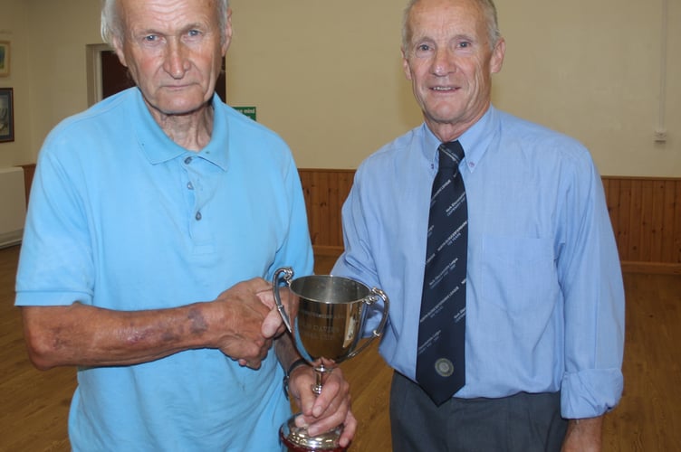 Robert Watkins accepted the Linesman of the Year trophy on behalf of Huntley FC.
