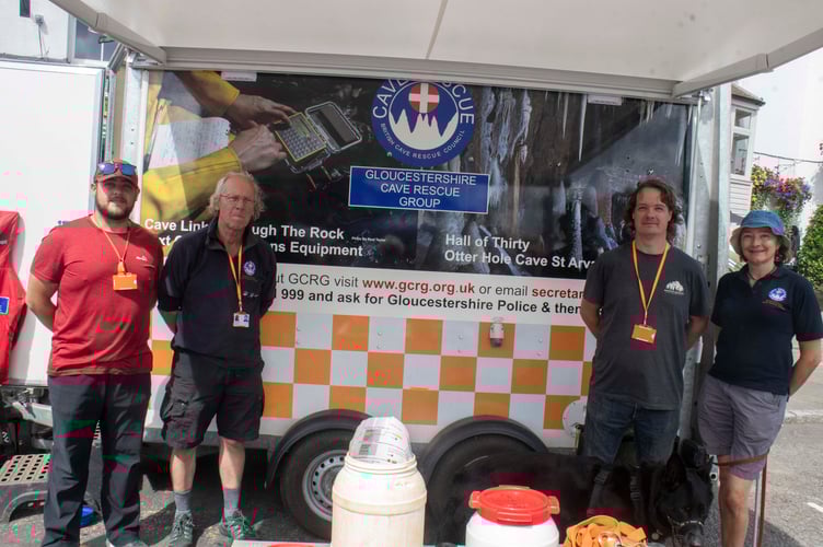 Simon Betts, chairman Paul Taylor, Falkland Anderson and, Nicky Bailey of the Gloucestershire Cave Rescue Group.