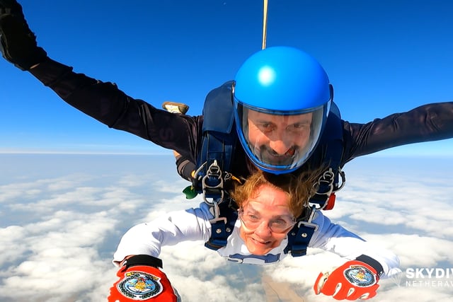 Karen raises £830 from 14,000ft skydive