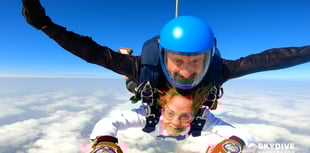 Karen raises £830 from 14,000ft skydive