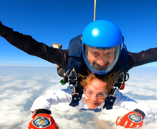 Karen raises £830 from 14,000ft skydive
