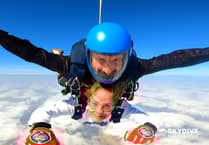 Karen's skydive raises £830 for charity