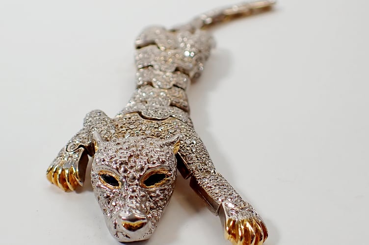 Diamond Leopard Brooch