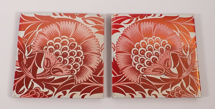 A pair of William De Morgan tiles