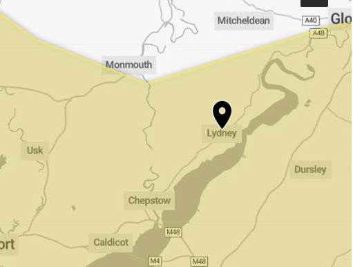 Yellow weather warning issued for  Forest of Dean