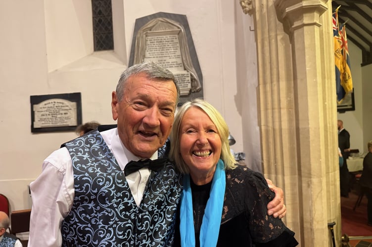 Patrick Saunders of the Gloucestershire Police choir with Friends' Chair Tina Coull.