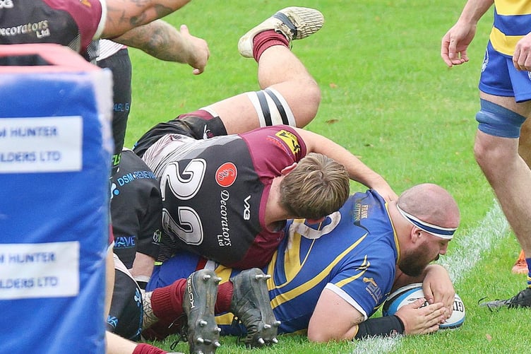 James Pardoe snaffles a try for Monmouth