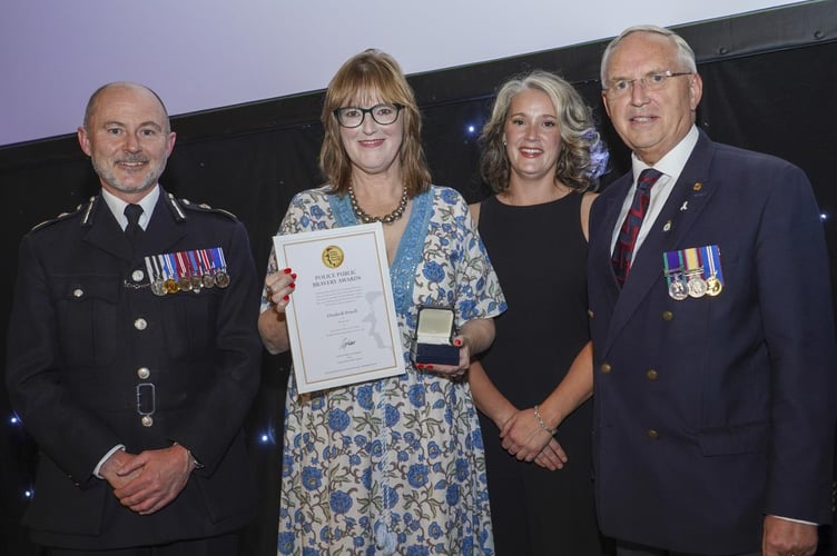 Chair of the National Police Chiefs' Council Chief Constable Gavin Stephens, Elizabeth Powell, Gloucestershire Police PC Hannah Conroy, Gloucestershire Police and Crime Commissioner Chris Nelson.