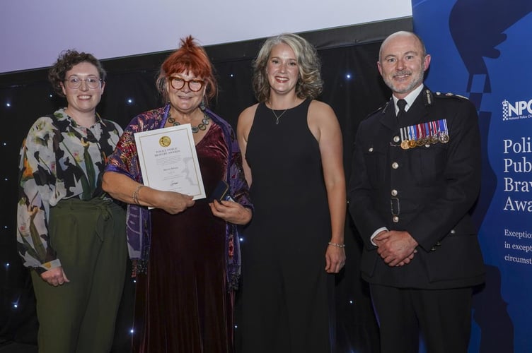 Gloucestershire Police Sgt Emily Knightsmith, Marion Balaam, Gloucestershire Police PC Hannah Conroy and Chair of the National Police Chiefs' Council Chief Constable Gavin Stephens.