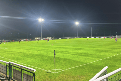 Lydney fell to a 2–0 defeat against Thornbury Town in their first match at the newly named Sansom Park.