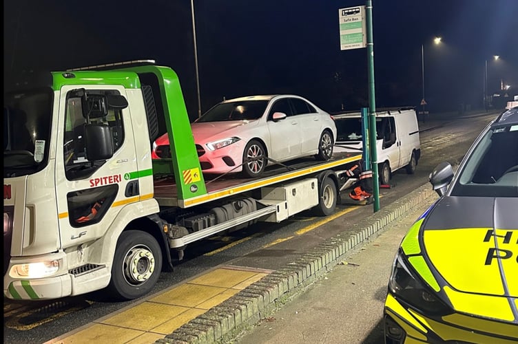 Two cars were seized within minutes of each other at a Rogiet garage.