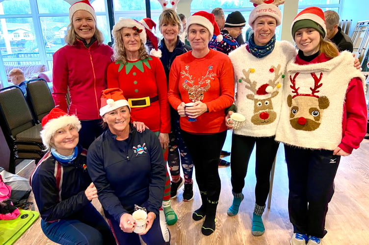 Some of the festive rowers at Monmouth Rowing Club's Plum Pud races