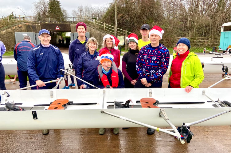 Monmouth RC rowers made a festive splash in Xmas hats and jumpers