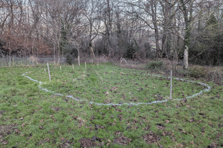 The area of land prepared for conversion into the first new wildlife pond of the year.