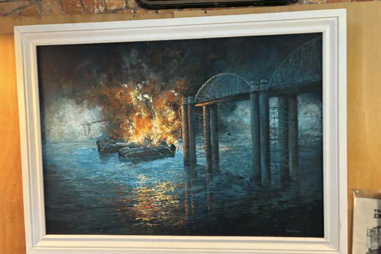 Artwork depicting the Severn Bridge disaster, displayed inside the museum.