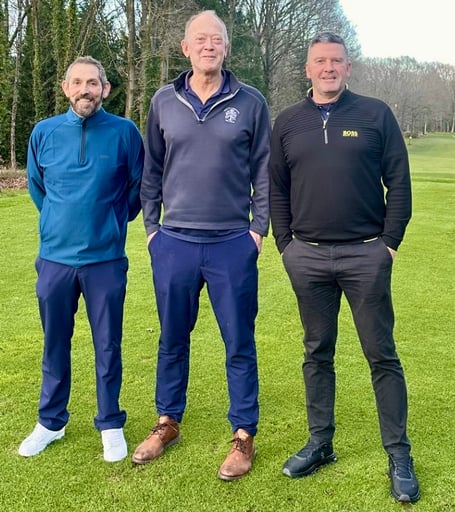 Jamie Glover, Phil Andrews and Harry Barr helped win the Ross Golf Club's captains' charity fundraising scramble
