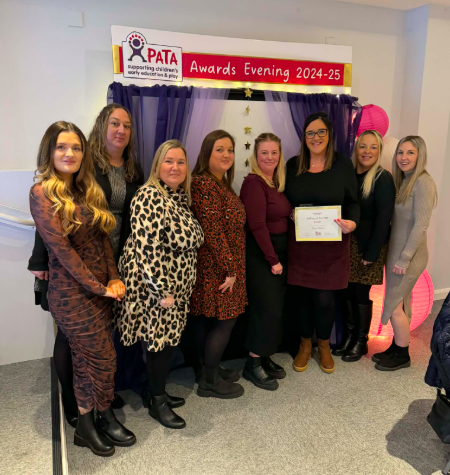 The Yorkley Playgroup team celebrate after being named Setting of the Year at the PATA Awards in Cheltenham.