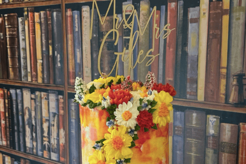 A bespoke cake designed for a couple’s special day.