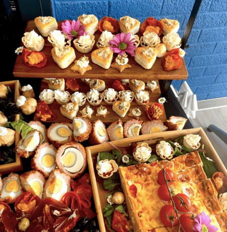 BAKED GOODS: Savoury and sweet treats, including scotch eggs and quiche.