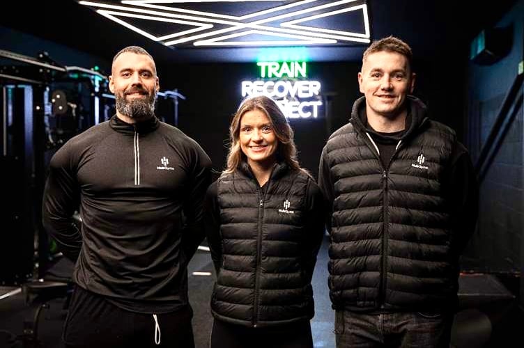 The Hub’s gym manager Simon McCluskey, director Daisy Horder and former Wales international rugby star Jonathan ‘Fox’ Davies