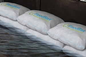 FloodSax barriers in place to help reduce water entering a property, similar to those being made available to residents through Newent Town Council following recent flooding concerns.