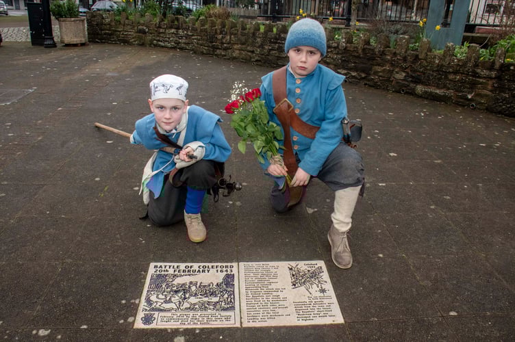 Fraser Cross and Henry Huck-Jones laid a posy on the Civil War memorial remembering those who died in the battle.