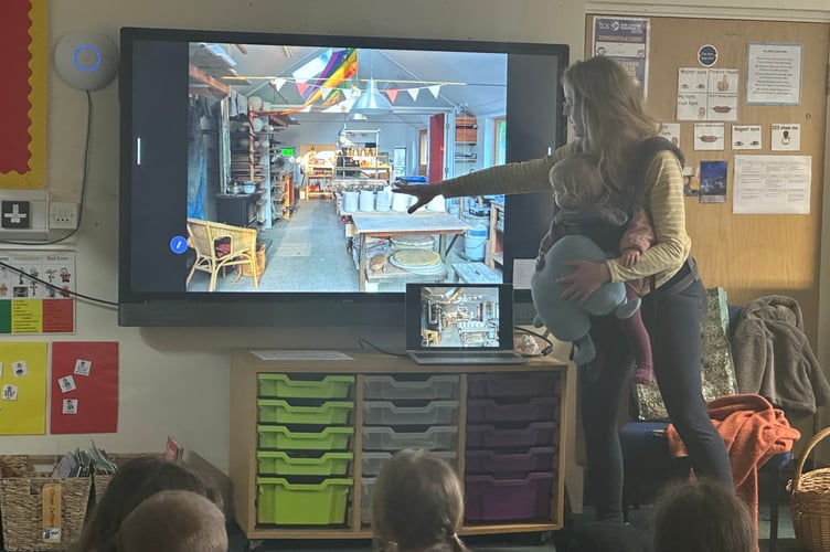 Potter Fleen Doran showing her studio.