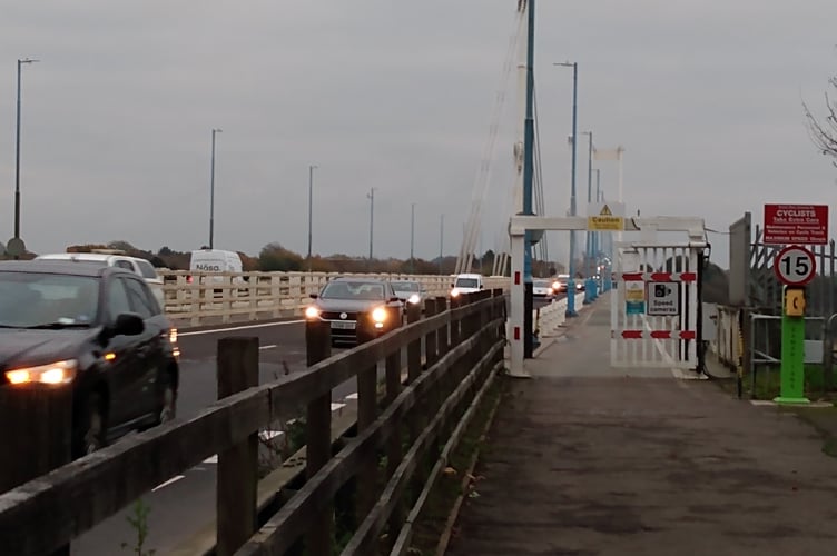 Traffic on the Severn Bridge.