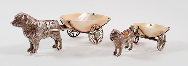 Two Silver Dog Cart Pin Cushions