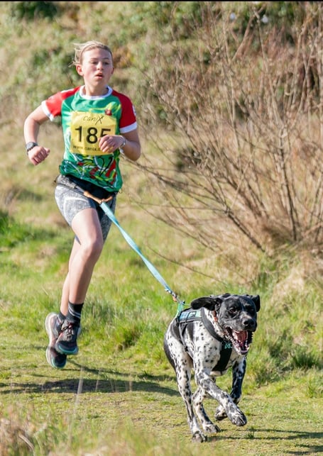 Daisy O’Donnell in action with her dog Wiz on the course during her double race victory at the Canix Fur Nations event