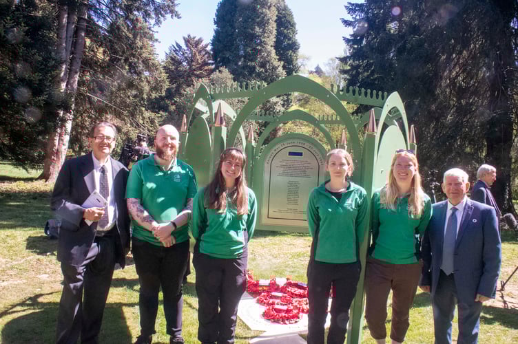 Forestry England employees Ben Neenan, Emily Ferguson, Nina Elvin, Holly Pretious with volunteers Mark Jones (left) and John Deane (right).