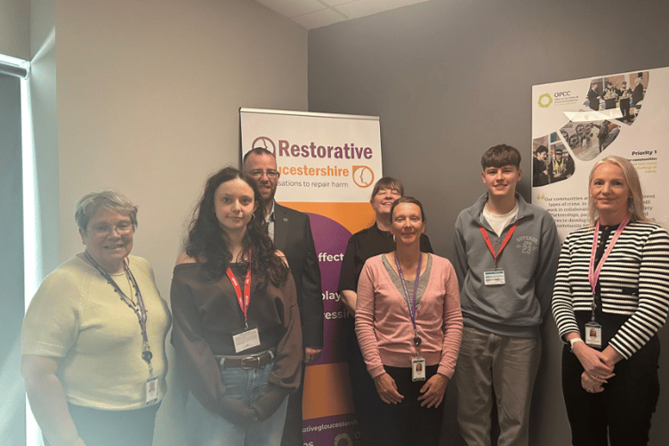 VISIT: Forest of Dean MP Matt Bishop during his visit to Restorative Gloucestershire to meet Julie and the team supporting victims across the county.