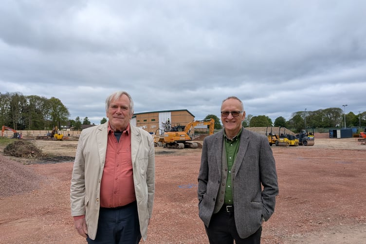 Cllr Sid Phelps and Cllr Dave Tradgett at Five Acres as construction work officially gets underway on the redevelopment project.
