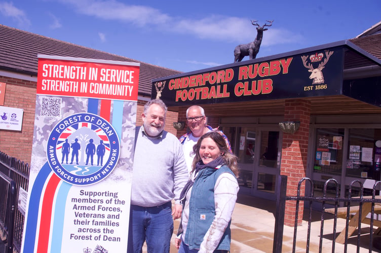 Andrew Embling, Guy Woodland and Honey Wylde of Wilde Earth Journeys at Cinderford Rugby Club.