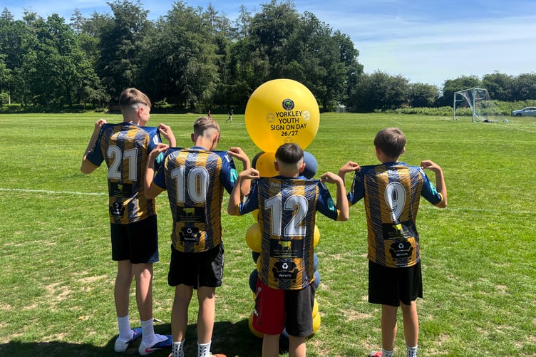 Youngsters proudly show off the new Yorkley Youth AFC kit as the club prepares to launch its first youth team ahead of the new season.