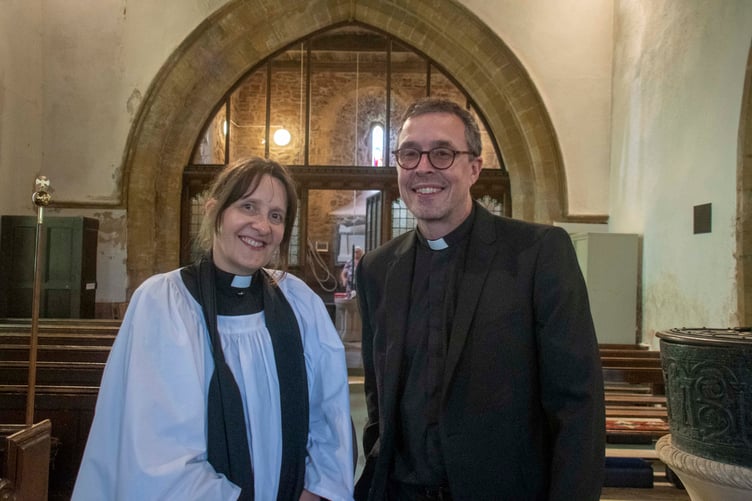 The new Vicaer of Tidenham, Rev Shron Gleed, with her predecessor Rev David Treharne.