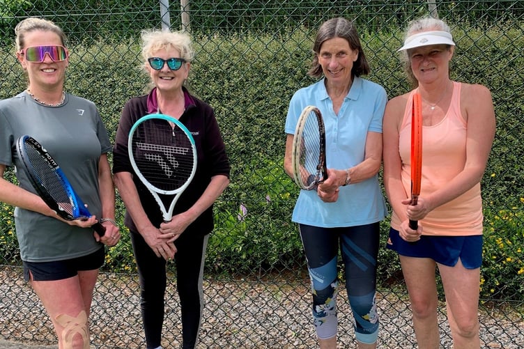 Players ready for the Ladies Plate doubles final