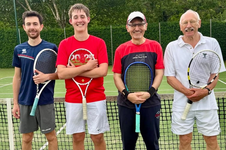 The men's open finalists at the Penallt Tennis Club's annual doubles tournament
