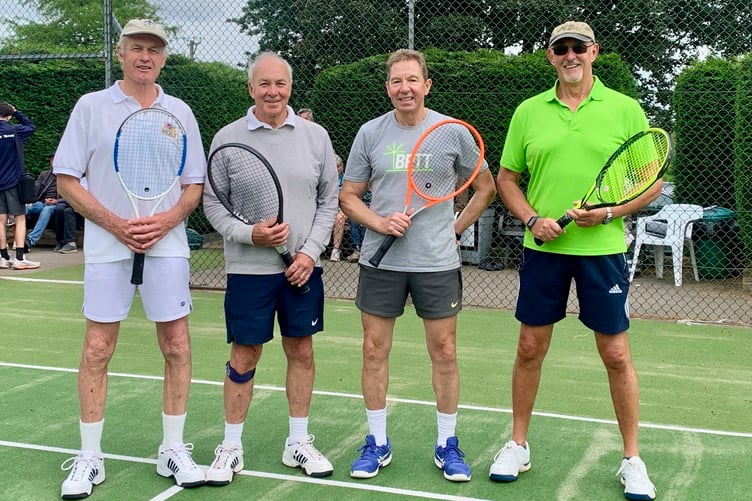 The men's Plate finalists at the Penallt tennis tournament