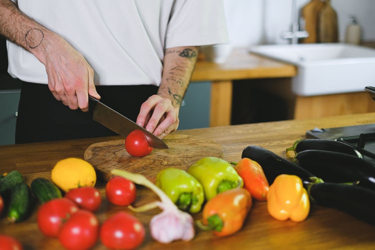 Preparing food stock image