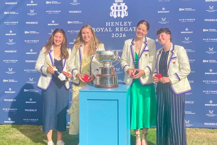 Fliss Cox, left, celebrates with her winning crew