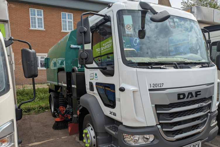 he Forest of Dean District Council's new road sweeper, which will soon receive its official name following a public vote featuring entries created by local primary school pupils.