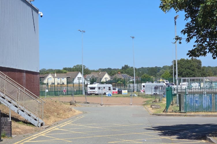 A view of the encampment from near Caldicot Leisure Centre.
