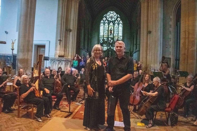 Director of the Royal Forest of Dean Orchestra Fiona Crawley and composer Michael English