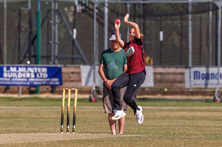 Sophie Ball bowling for Lydney. Picture: Alan Castle.