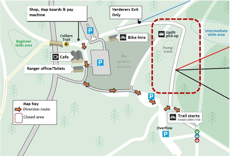 Forest Cycle Centre diversion map